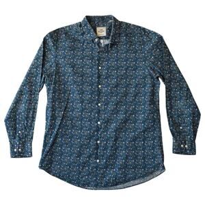 Ben Sherman Tailored Skinny Fit Blue Floral Shirt Size 16 (32–33)